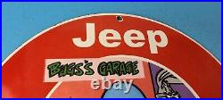 Vintage Jeep Porcelain Gas Auto Garage Service Sales Dealer Service Pump Sign