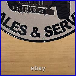 Vintage Jeep Porcelain Sign Auto Dealer Sales Service Gas Oil Station Pump Plate