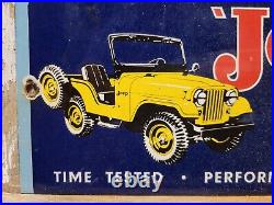 Vintage Jeep Porcelain Sign Automobile Dealer Advertising Truck Car 4wheel Drive