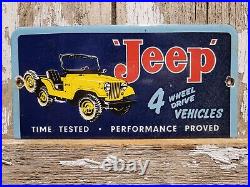 Vintage Jeep Porcelain Sign Automobile Dealer Advertising Truck Car Gas Motor