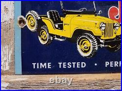 Vintage Jeep Porcelain Sign Automobile Dealer Advertising Truck Car Gas Motor