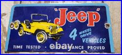 Vintage Jeep Porcelain Sign Old Auto Willys Dealer Advertising Truck Car 4x4