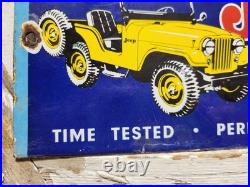 Vintage Jeep Porcelain Sign Old Auto Willys Dealer Advertising Truck Car 4x4