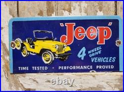 Vintage Jeep Porcelain Sign Old Auto Willys Dealer Advertising Truck Car 4x4