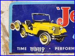 Vintage Jeep Porcelain Sign Old Auto Willys Dealer Advertising Truck Car 4x4
