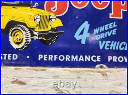 Vintage Jeep Porcelain Sign Old Auto Willys Dealer Advertising Truck Car 4x4