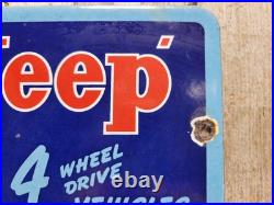 Vintage Jeep Porcelain Sign Old Auto Willys Dealer Advertising Truck Car 4x4