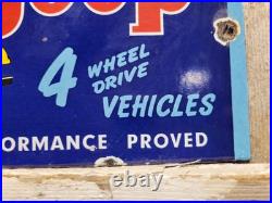 Vintage Jeep Porcelain Sign Old Auto Willys Dealer Advertising Truck Car 4x4