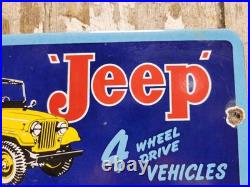 Vintage Jeep Porcelain Sign Old Auto Willys Dealer Advertising Truck Car 4x4