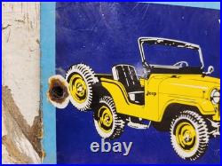Vintage Jeep Porcelain Sign Old Auto Willys Dealer Advertising Truck Car 4x4