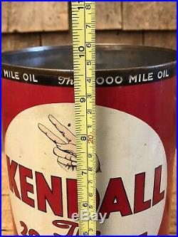 Vintage KENDALL The 2000 Mile Motor Oil Auto Car Plane Gas Station 5 Qt Can Sign