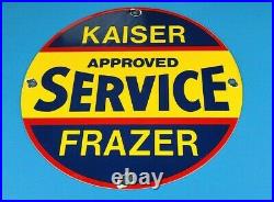 Vintage Kaiser Frazer Porcelain American Gas Automobile Service Dealer Sign
