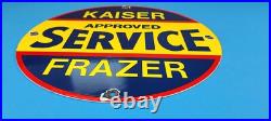 Vintage Kaiser Frazer Porcelain American Gas Automobile Service Dealer Sign
