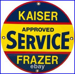 Vintage Kaiser Frazer Porcelain Dealership Sign Approved Service Gas Oil Auto