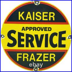 Vintage Kaiser Frazer Porcelain Dealership Sign Approved Service Gas Oil Auto