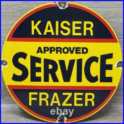 Vintage Kaiser Frazer Porcelain Dealership Sign Approved Service Gas Oil Auto