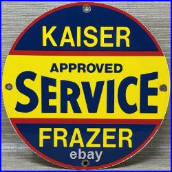 Vintage Kaiser Frazer Porcelain Dealership Sign Approved Service Gas Oil Auto