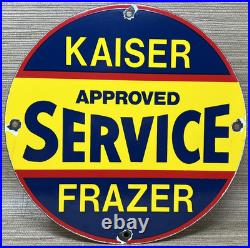 Vintage Kaiser Frazer Porcelain Dealership Sign Approved Service Gas Oil Auto