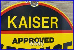 Vintage Kaiser Frazer Porcelain Dealership Sign Approved Service Gas Oil Auto