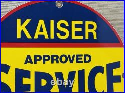 Vintage Kaiser Frazer Porcelain Dealership Sign Approved Service Gas Oil Auto