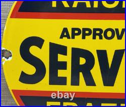 Vintage Kaiser Frazer Porcelain Dealership Sign Approved Service Gas Oil Auto