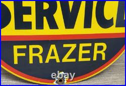 Vintage Kaiser Frazer Porcelain Dealership Sign Approved Service Gas Oil Auto
