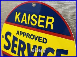 Vintage Kaiser Frazer Porcelain Dealership Sign Approved Service Gas Oil Auto