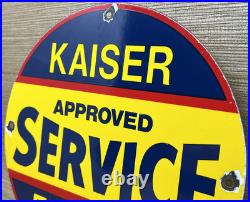 Vintage Kaiser Frazer Porcelain Dealership Sign Approved Service Gas Oil Auto