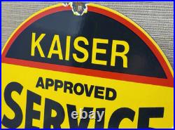 Vintage Kaiser Frazer Porcelain Dealership Sign Approved Service Gas Oil Auto