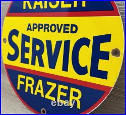Vintage Kaiser Frazer Porcelain Dealership Sign Approved Service Gas Oil Auto