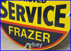 Vintage Kaiser Frazer Porcelain Dealership Sign Approved Service Gas Oil Auto