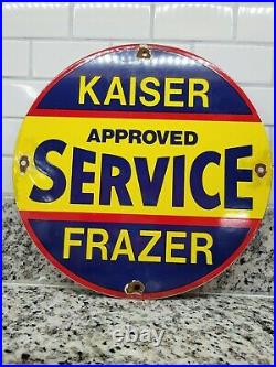 Vintage Kaiser Frazer Porcelain Sign Gas Oil Car Dealership Auto Sales Service