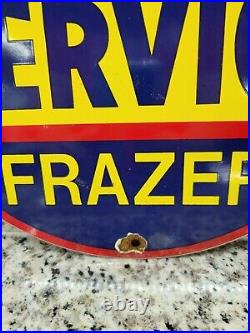 Vintage Kaiser Frazer Porcelain Sign Gas Oil Car Dealership Auto Sales Service