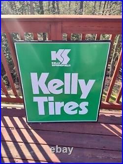 Vintage Kelly Springfield tires embossed metal sign advertising gas auto