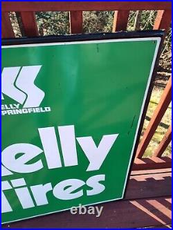 Vintage Kelly Springfield tires embossed metal sign advertising gas auto