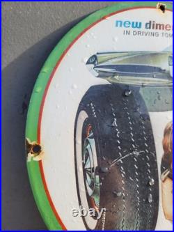 Vintage Kelly Tires Porcelain Sign Gas Station Oil Service Car Truck Auto Woman