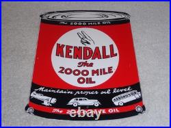 Vintage Kendall 2000 Mile Oil Peace Quart 11 Porcelain Metal Car, Gasoline Sign