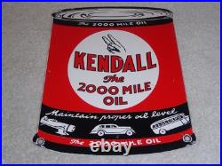 Vintage Kendall 2000 Mile Oil Peace Quart 11 Porcelain Metal Car, Gasoline Sign
