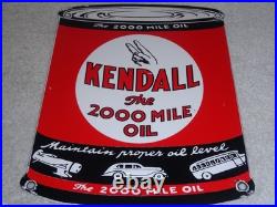 Vintage Kendall 2000 Mile Oil Peace Quart 11 Porcelain Metal Car, Gasoline Sign