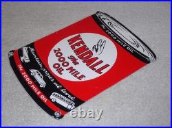 Vintage Kendall 2000 Mile Oil Peace Quart 11 Porcelain Metal Car, Gasoline Sign