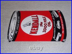 Vintage Kendall 2000 Mile Oil Peace Quart 11 Porcelain Metal Car, Gasoline Sign
