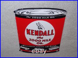 Vintage Kendall 2000 Mile Oil Peace Quart 11 Porcelain Metal Car, Gasoline Sign