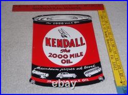 Vintage Kendall 2000 Mile Oil Peace Quart 11 Porcelain Metal Car, Gasoline Sign
