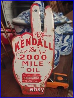 Vintage Kendall Gasoline License Plate Topper Gas Sign Ad on Automobile Topper