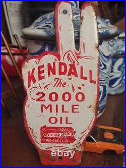 Vintage Kendall Gasoline License Plate Topper Gas Sign Ad on Automobile Topper