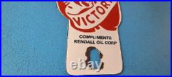 Vintage Kendall Gasoline License Plate Topper Gas Sign Ad on Automobile Topper