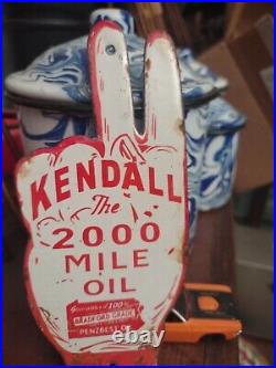 Vintage Kendall Gasoline License Plate Topper Gas Sign Ad on Automobile Topper