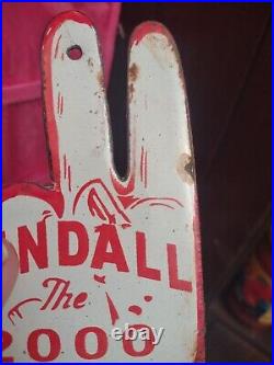 Vintage Kendall Gasoline License Plate Topper Gas Sign Ad on Automobile Topper