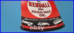 Vintage Kendall Gasoline Porcelain Gas Auto Oil Quart Can Service Station Sign