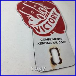 Vintage Kendall Gasoline Sign Topper Porcelain License Plate Gas Auto Topper